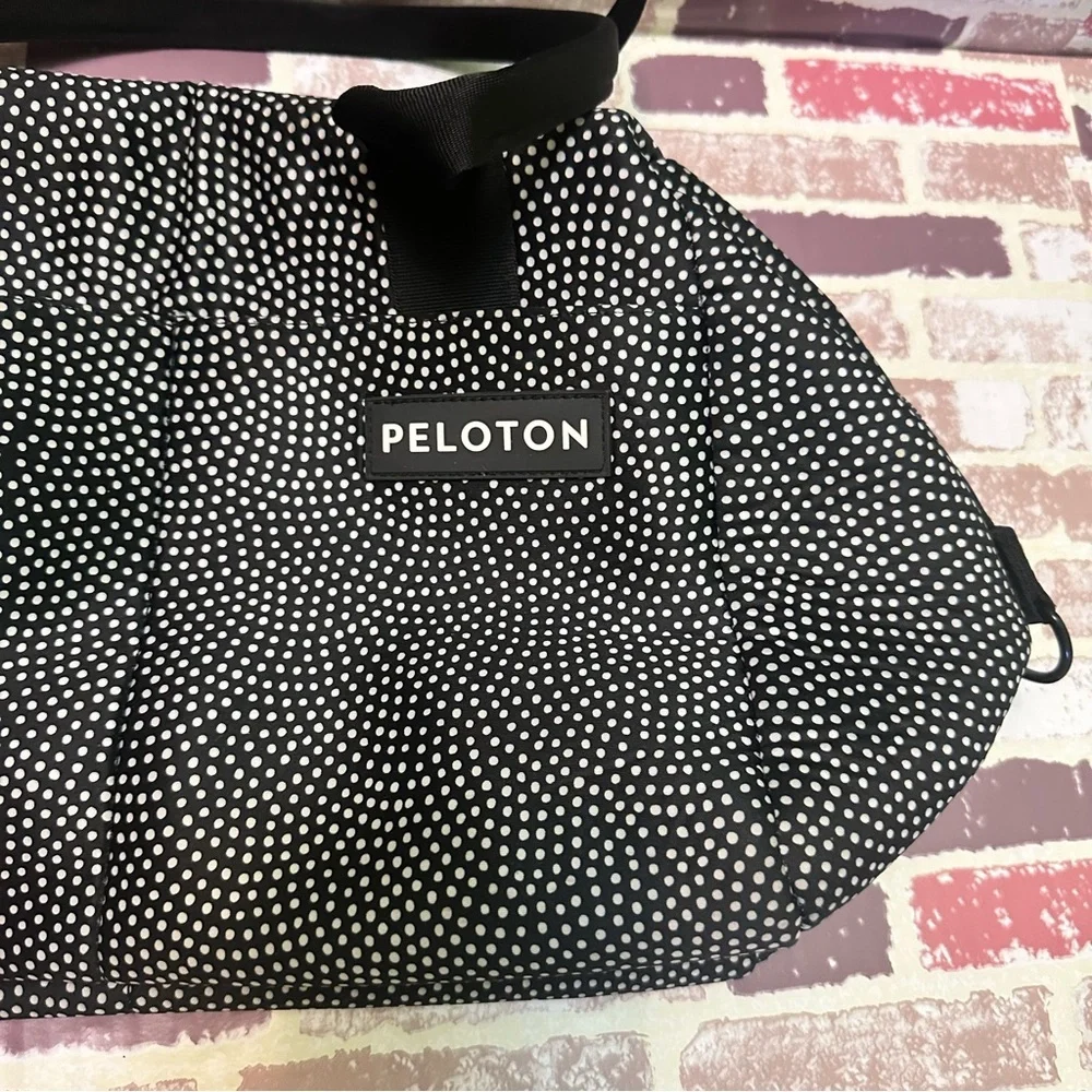 Peloton Black and White Duffel Bag with Speckled Design